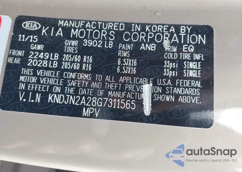 2016 Kia Soul z USA, uszkodzony, nr VIN KNDJN2A28G7311565